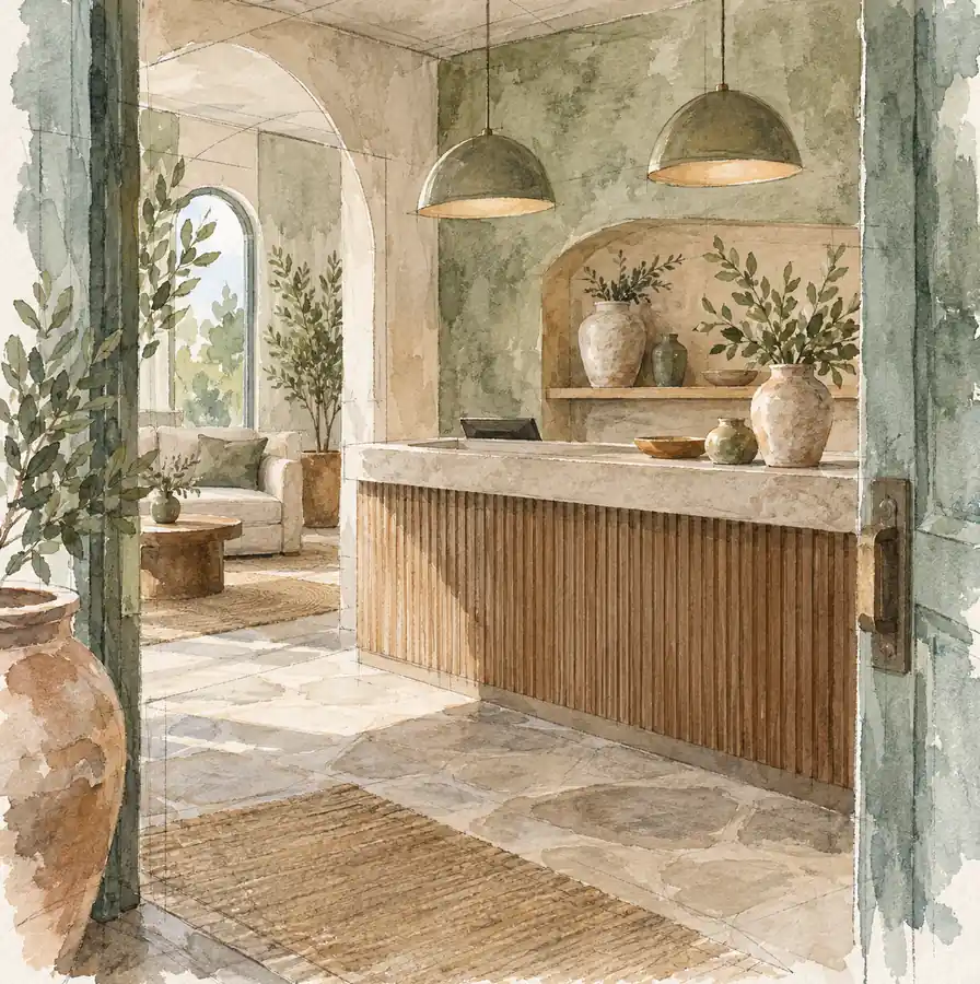 Illustration of hospitality businesses equipment and workspace